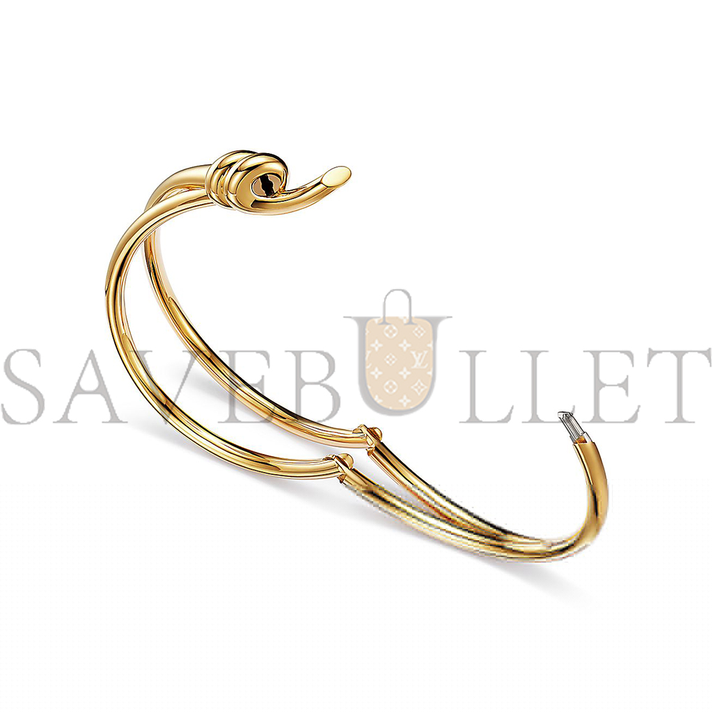 T*f*ny knot double row hinged bangle in yellow gold 68887232